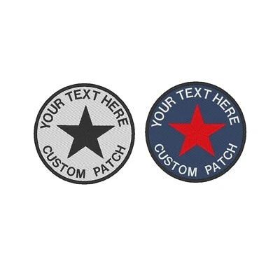 Custom Embroidery 3" Round Star Biker MC Badge Sew on Patches Patch - Image 1 of 4