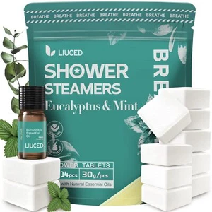 Shower Steamers Aromatherapy - 14 Pack Eucalyptus & Mint Shower Bombs and 5ml... - Picture 1 of 6