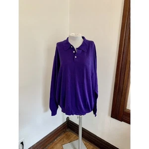 Peter Millar VTG Purple Silk Wool Cashmere Polo Sweater XL NWT Collar Button - Picture 1 of 14