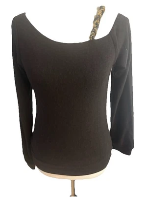 Новый с Ярлыками небо бренд женщин маленький свитер верхняя вязаная рубашка одно плечо цепочка декор - Изображение 1 из 4