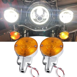 Pair LED Turn Signals Lights Amber For Harley Sportster 1200 Nightster XL883 - Picture 1 of 12