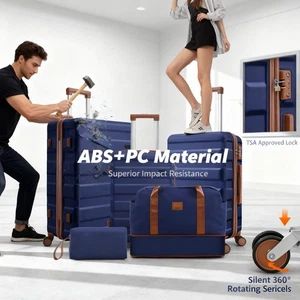 3/5-teiliges Kofferset erweiterbar ABS + PC Hartschale Handgepäck mit Spinner & TSA \ - Bild 1 von 70