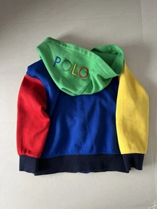 Polo Ralph Lauren Logo Bloque de Color Pullover Sudadera con Capucha 3T Auténtico - Imagen 1 de 4