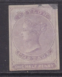 CEYLON, 1858 imperfecto., sin marca de agua, 1/2d. Malva opaca, como nueva sin goma, reparada. - Imagen 1 de 1
