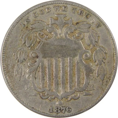 1876 Shield Nickel VF Very Fine 5c Coin SKU:I17745 - Image 1 of 4