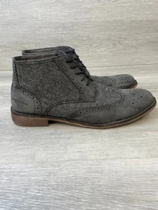 Henry Ferrera Phil-70 Men's 12 Gray Chukka Faux Leather Boots Wingtip Block Heel - Picture 1 of 10
