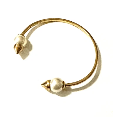 STELLA & DOT Faux Pearl Spike Cuff Bracelet Gold Tone Statement - Image 1 of 4