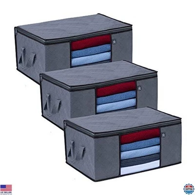 VENO 3-Pack Extra Large Grey Storage Bags – Durable Organizers for Bedding & - Image 1 of 4