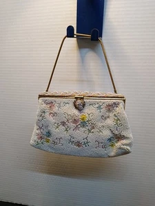 Vintage Michel Swiss Floral Beaded Embroidered Purse Clutch Bag Made In France - Picture 1 of 4