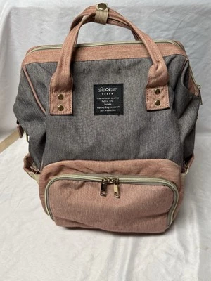 Qimiao Premium Diaper Bag Backpack Light Pink and Gray Insulated Baby Bag - Image 1 of 4