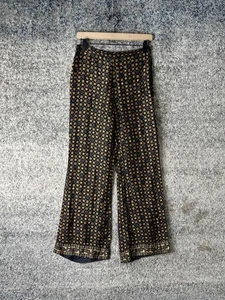 Sandro Pants Womens 36 Black Star Print Wide Leg Viscose Side Zip Border Hem - Picture 1 of 9