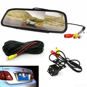 4.3" Car Rear View Mirror Monitor Backup camera Auto Gear Reversing Mini LEDs HD - Picture 1 of 12