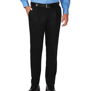 Haggar Mens Pants Black Work To Weekend Khaki Pleat Front Size W36 L34 - Picture 1 of 4