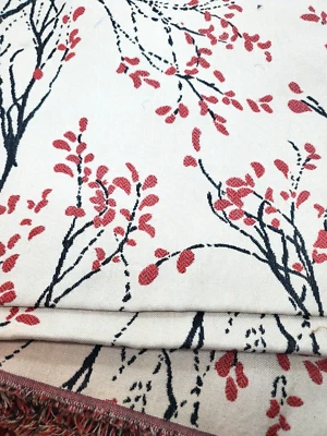Upholstery Fabric Nature Theme branches leaves tan black rust 63" x 54" NEW - Image 1 of 3