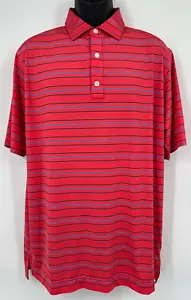 FootJoy Men's Pullover Collared Polo Shirt Medium Red Striped Poly Knit - Picture 1 of 13