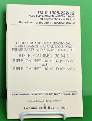 M1 Book - M  1 GARAND .30 Caliber Rifle Army Maintenance Manual - New Old Stock Foto 1 de 2