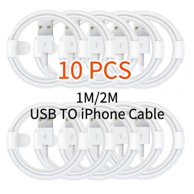 10 x 1m/2m USB Charging Fast Charger Data Sync Cable For iPhone 13 Pro/Max/Mini - Image 1 of 4