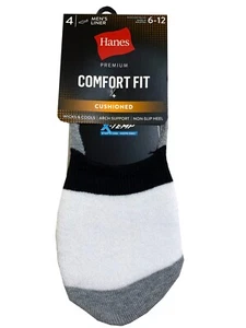 Hanes® Men's  Cushioned Liner Socks 4 Pack " X-TEMP®~PREMIUM~NON-SLIP HEEL~COOL" - Picture 1 of 10