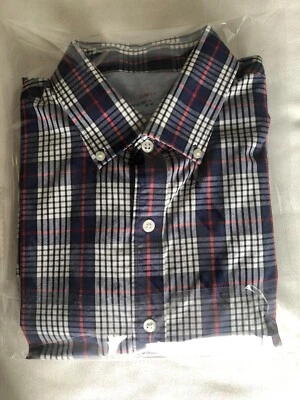 Izod Shirt Men's Slim Fit Wrinkle Free Plaid Long Sleeve Blue/Red/White  L - Image 1 of 4