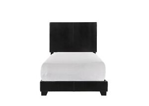 Transitional Style 1-Pc Twin Bed Headboard Footboard Bed Faux Leather Finish 