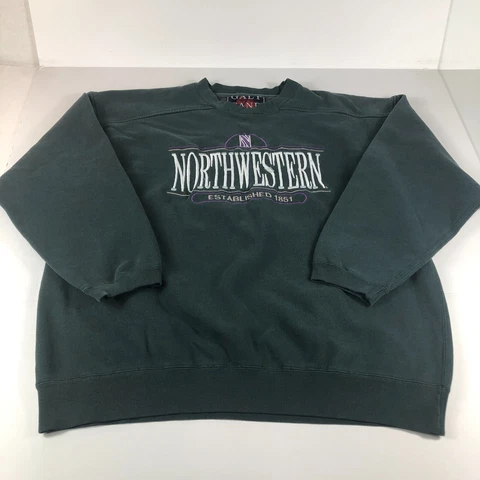 VTG Northwestern Wildcats Sweatshirt Adult Extra Large Black Faded Crewneck Cover