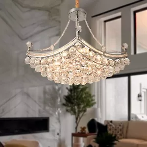 Chrome Boat K9 Crystal Chandelier 8-Lights Ceiling Fixture Hanting Pendant Lamps - Picture 1 of 11