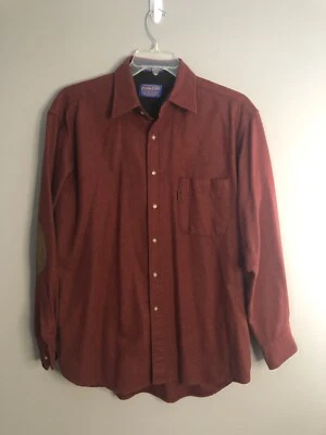VTG Pendleton Men's Flannel Wool Leather Elbow Patches Button Shirt Red Large - Image 1 of 4