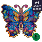 A4 Wooden Jigsaw Puzzle Moth Butterfly Unique Animals Shapes Pieces Adults Kids