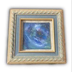 Vintage Handmad decorated Wall art painting Oil Holland Wood frame Random 8"x 8" - Picture 1 of 6