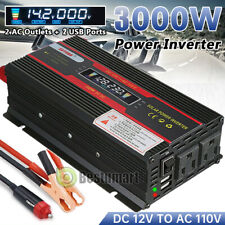 LCD Power Inverter 3000W Pure Sine Wave 12V to 110V 60Hz Car Truck Motorhome RV