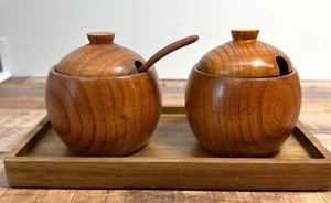 Dansk Teakholz Gewürzhalter Set mit Tablett & Deckel Danish Modern Design - Bild 1 von 4