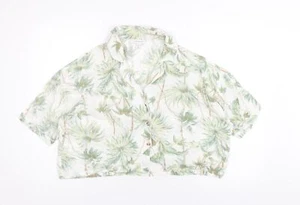 Topshop Womens Multicoloured Geometric Viscose Cropped Button-Up Size S Collared - Picture 1 of 10
