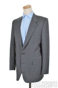 LANVIN Vintage VTG Gray Plaid Check Wool Mens Blazer Sport Coat Jacket - 46 L
