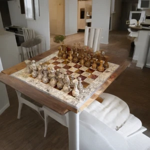 Brand New Hand Crafted Marble/Onyx Chess Board Set - Father's day Gift 38 cm - Picture 1 of 4