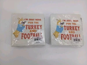 (Lot Of 2) Pooch & Sweetheart Turkey & Football Beverage Napkins 86626 - Picture 1 of 7