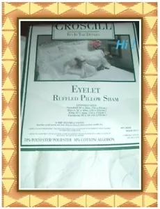 Croscill White Eyelet Ruffled One Standard Pillow Sham 20 x 26" - Picture 1 of 2