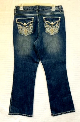 EUC Code Bleu Andrea Boot Cut Jeans 10/29S, Dark Blue, Embellished Back Pockets - Image 1 of 4
