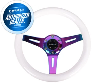 NRG AUTHORIZED DEALER White Wood Grain Wheel 3 spoke in Neochrome ST-310WT-MC - Picture 1 of 3