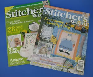 Stitchers World Magazine Lot of 2 Issues Tips Projects Designs Patterns - Imagen 1 de 3
