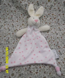 Ck/ MES PETIT CAILLOUX DOUDOU LAPIN BLANC CREME ROSE COEUR LOSANGE  28CM NEUF - Picture 1 of 3