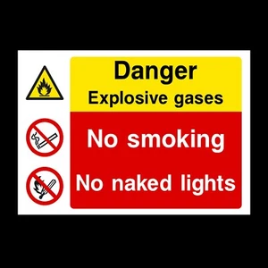 Letrero o pegatina de plástico con gases explosivos - A6 A5 A4 (MP37) - Imagen 1 de 1