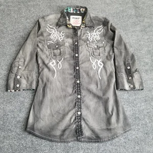 Ruggito Donna Tg M Bottoni 3/4 Avvolgibile Manica Grigio Scuro Ricamato Invecchiato - Foto 1 di 22