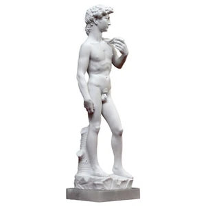 David von Michelangelo Skulptur aus Tabelle IN Marmor Mit Basis Alabaster H 37cm - Bild 1 von 8