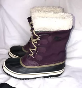 Sorel Women's Winter Carnival Waterproof Boot Black With Purple Top - US Size 8 - Picture 1 of 9