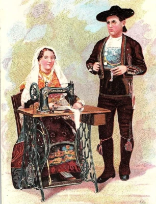 Singer Sewing Trade Spain Card Co 1892 Manufacturing Countries Nations Salamanca - Image 1 of 4