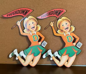 Set of 2 Vtg Beistle Co Cheerleader Wall Cut-Outs 18" 1983 - Picture 1 of 7