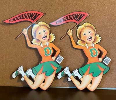Set of 2 Vtg Beistle Co Cheerleader Wall Cut-Outs 18"  1983 - Image 1 of 4