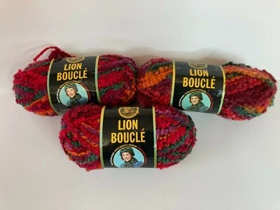 Lion Brand Boucle Yarn - Popsicle  - New - Lot Of 3 Skeins Super Bulky 2.5 oz - Image 1 of 4