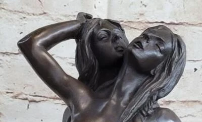 Art Romance Two Girls Bronze Sculpture Decorative Bronze Nude Statue Figurine - Image 1 of 4