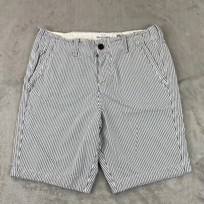 Abercrombie & Fitch Shorts Mens 30 Gray Hickory Striped Button Fly Preppy 8" - Image 1 of 4